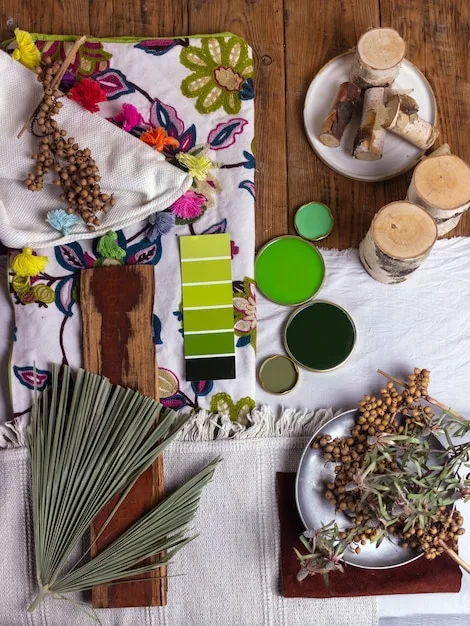 Assortment of different plant-based fabrics, showcasing their textures and colors. The fabrics include hemp, bamboo, and pineapple leaf fibers, arranged on a wooden table in a well-lit studio.
