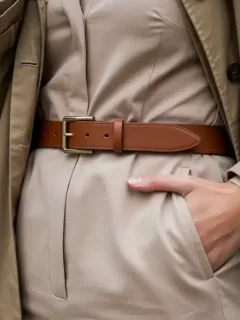 Woman elevating seasonal outfit with a versatile belt