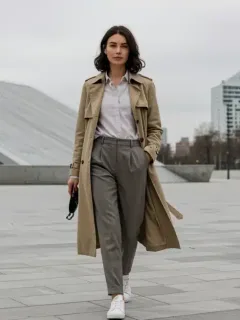 Woman in a stylish, versatile 2026 capsule wardrobe outfit.