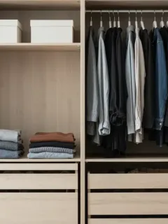 Organized seasonal capsule wardrobe with versatile clothing