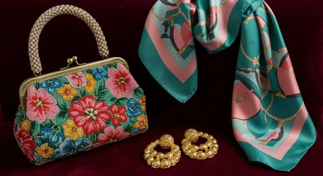 Colorful vintage-inspired accessories assortment