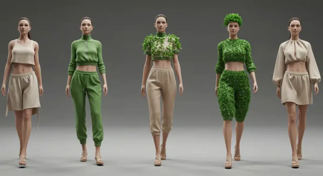 Virtual fashion show with AI-designed garments on digital avatars