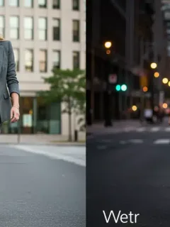 Woman transitioning day to night outfit with versatile pieces