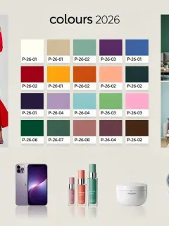 Vibrant 2026 Pantone color palette showcasing fashion and interior applications.