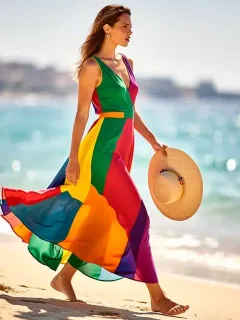 Woman in flowing maxi dress for summer 2026 wardrobe refresh
