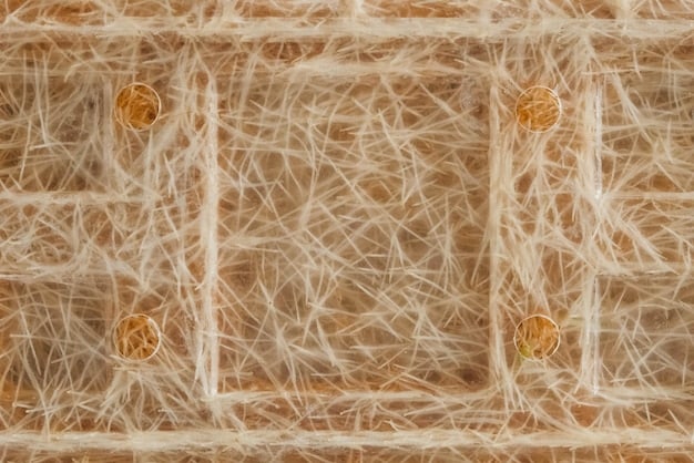 A side-by-side comparison showing the structure and loft of down clusters versus synthetic insulation fibers under magnification. Labels highlight the air-trapping capabilities of each.