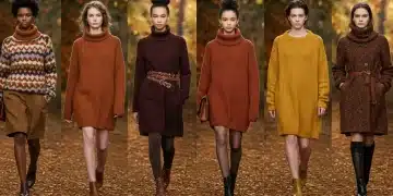 Models in fall fashion showcasing warm color palettes