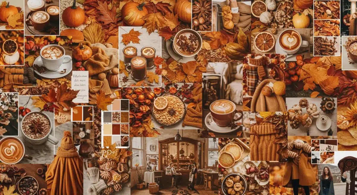 Fashion designer's mood board with fall color inspirations
