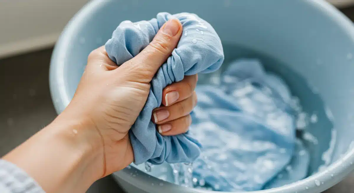 Hand washing delicate SHEIN blouse in cold water