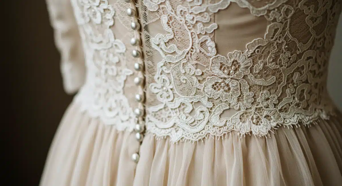 Intricate lace detail on vintage-inspired dress