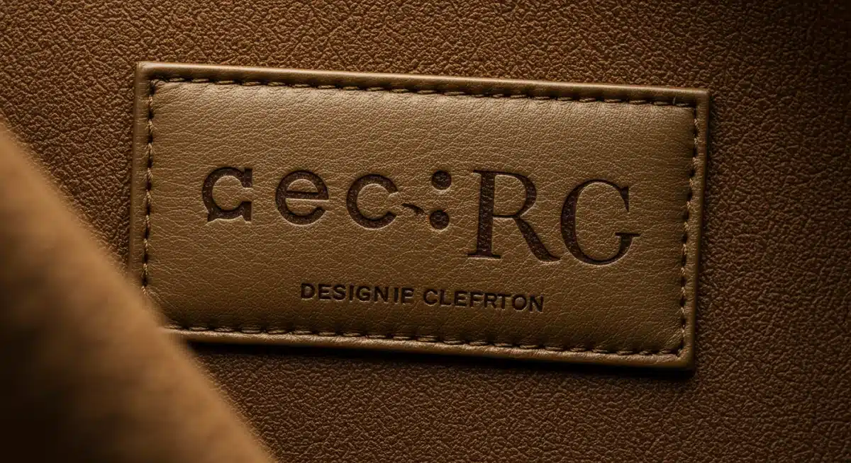 Close-up of luxury product label with two brand logos