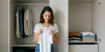 Capsule Wardrobes: Unveiling the Minimalist Influencer's Truth Woman with organized capsule wardrobe, minimalist style
