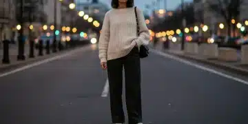 Oversized Clothing Comfort: Unlocking Style and Ease Woman in cream oversized sweater and wide-leg pants