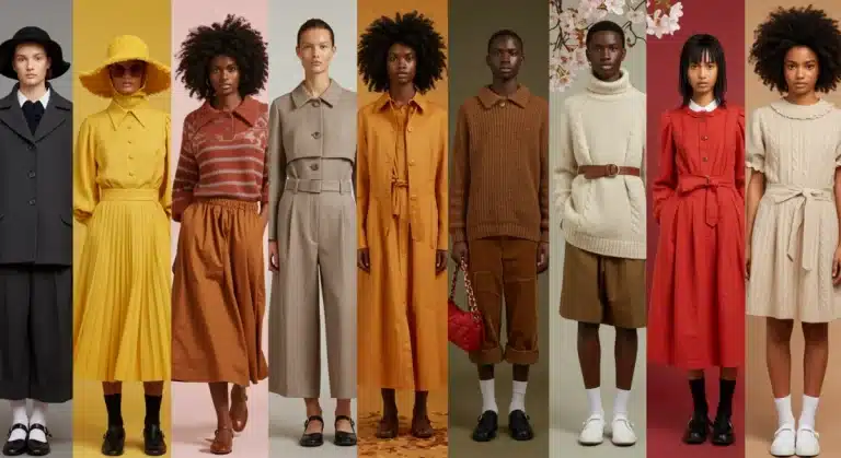 People in colorful seasonal outfits expressing mood and personality