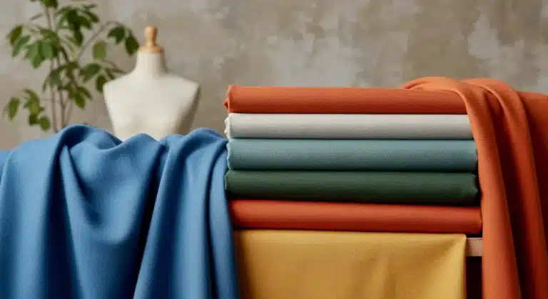 Assortment of sustainable textiles for seasonal fashion