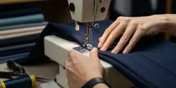 Why Tailoring Inexpensive Clothes Makes Them Look Expensive Tailor's hands precisely adjusting a garment hem on a sewing machine, embodying expert craftsmanship.