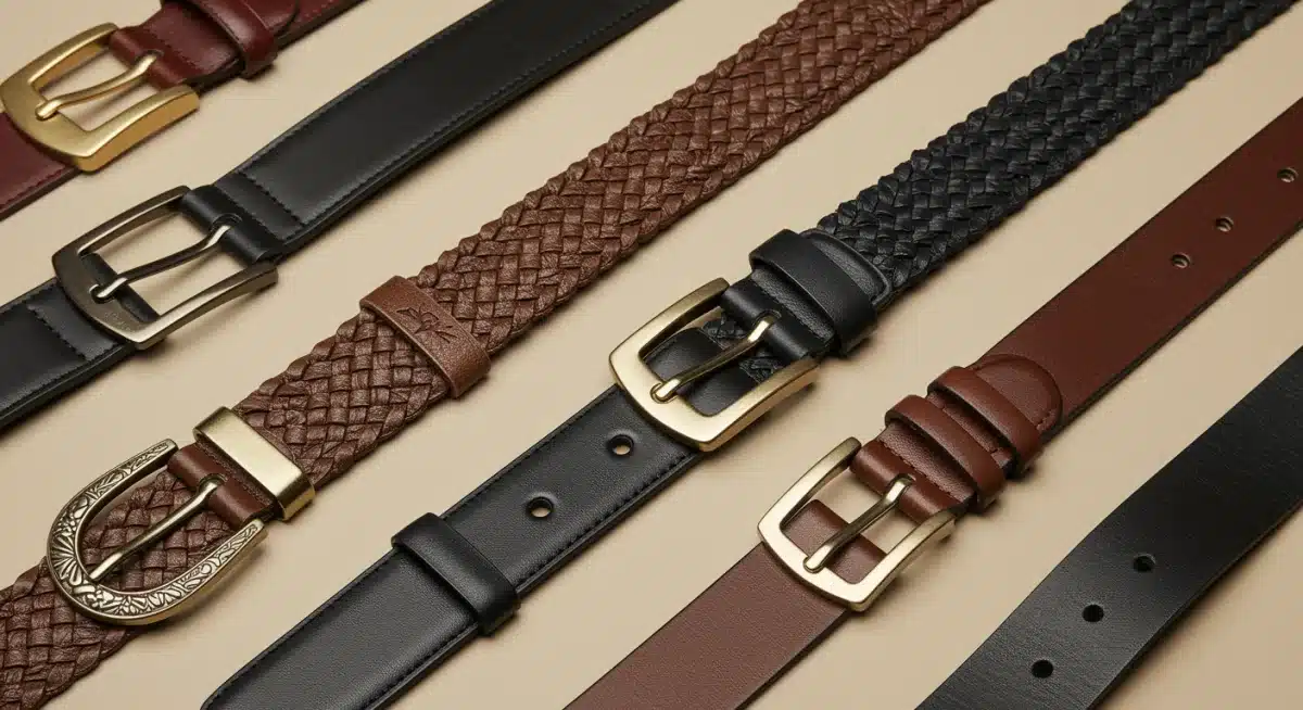 Collection of versatile belts in different styles and materials