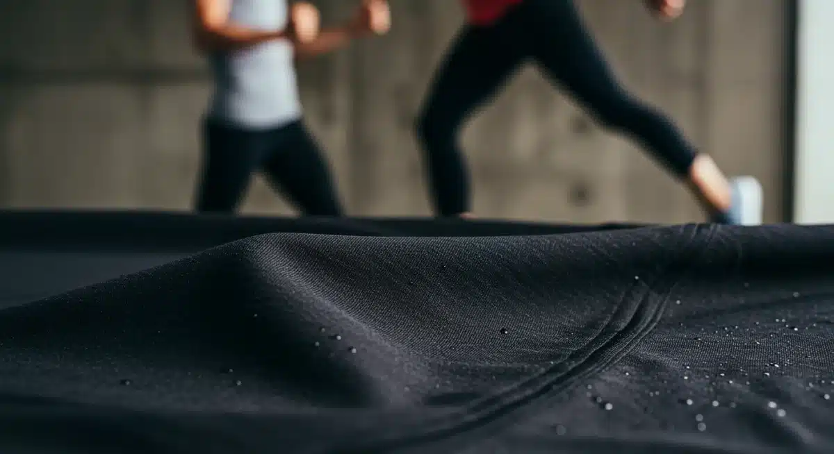 Close-up of high-tech athleisure fabric, performance wear innovation