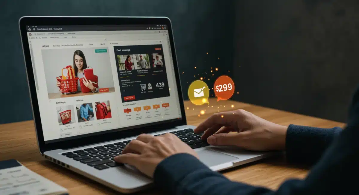 Person comparing fashion item prices on two different online stores for best deals.