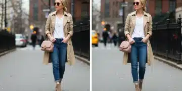 Stylish woman with updated outfit accessories