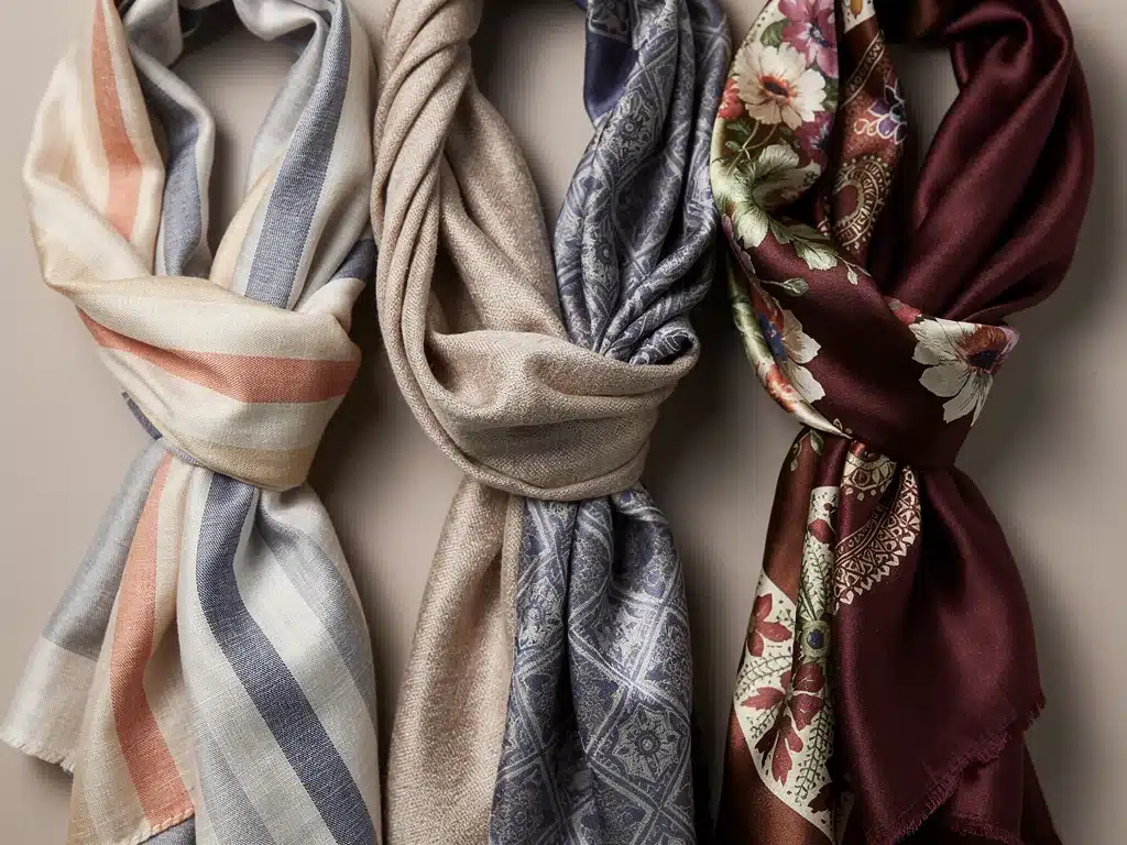 Versatile scarves in various textures and patterns for outfit elevation