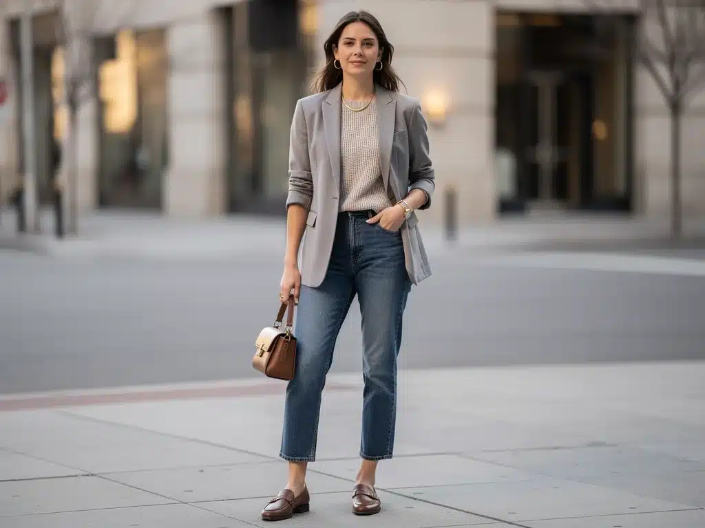 Model demonstrating layered versatile pre-spring 2026 outfit