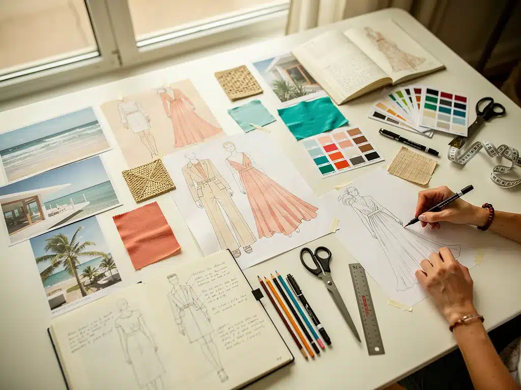 Design studio process for a Resort 2026 fashion collection.