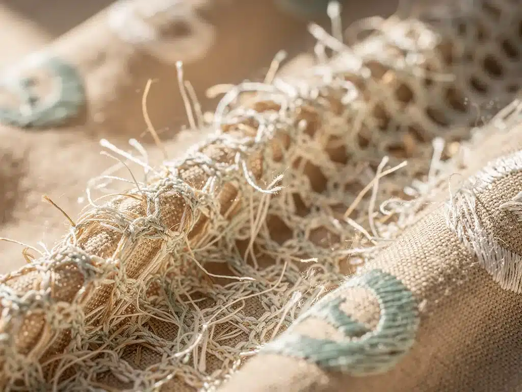 Close-up of innovative sustainable fabric from a Resort 2026 collection.