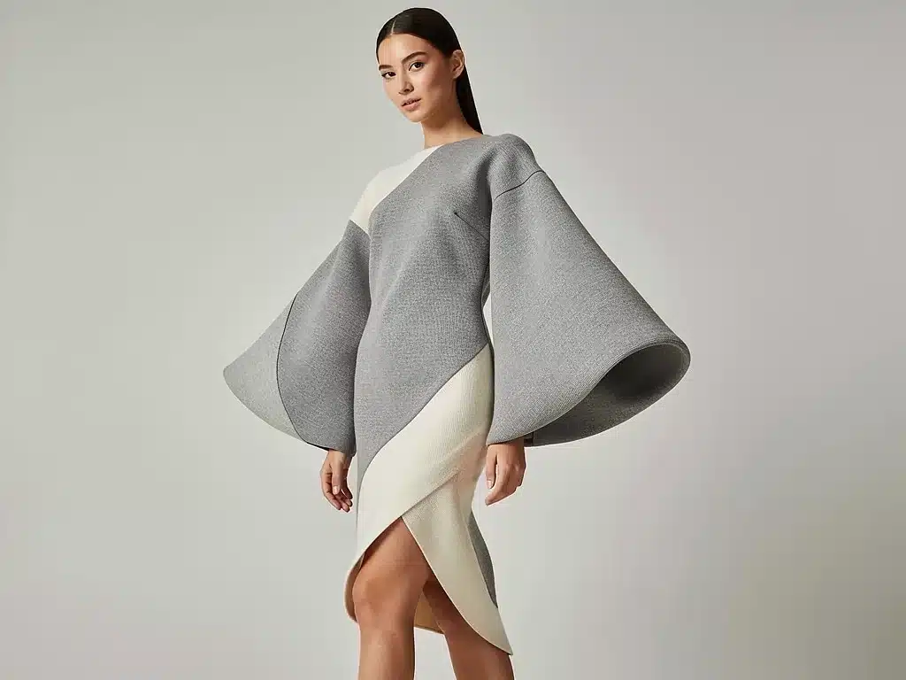 Sculptural knit dress, modern Fall 2026 silhouette
